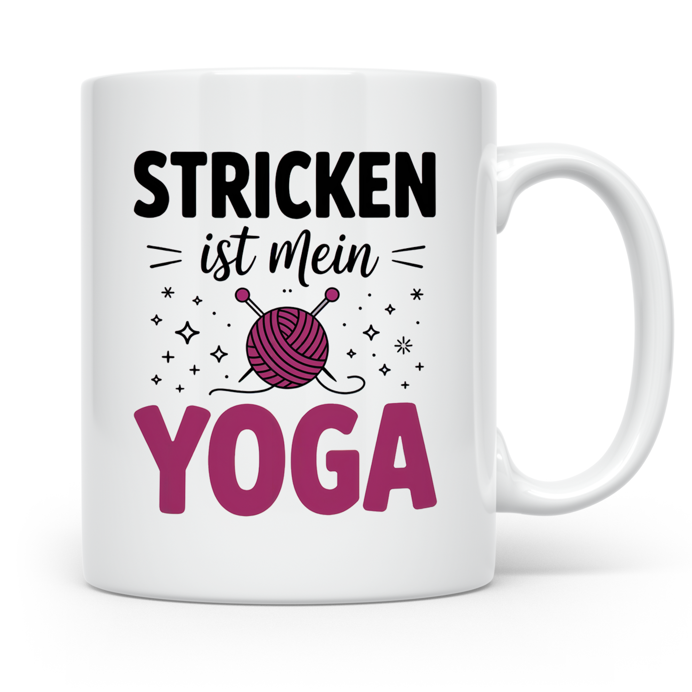 Stricken Ist Mein Yoga Tasse - Stricknadeln, Wolle, Handarbe – Weiß [farbe:weiß]