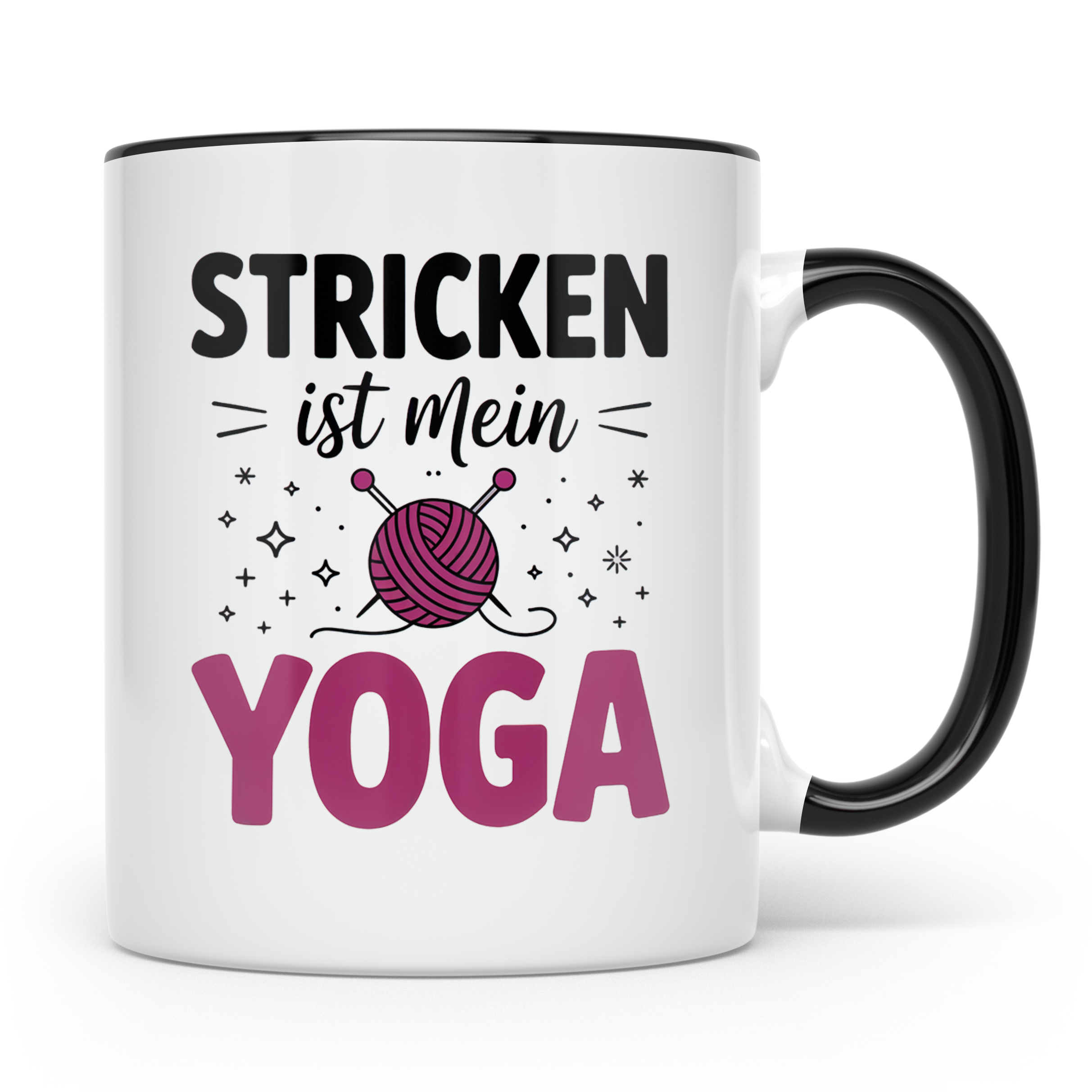 Stricken Ist Mein Yoga Tasse - Stricknadeln, Wolle, Handarbe – Schwarz [farbe:schwarz]