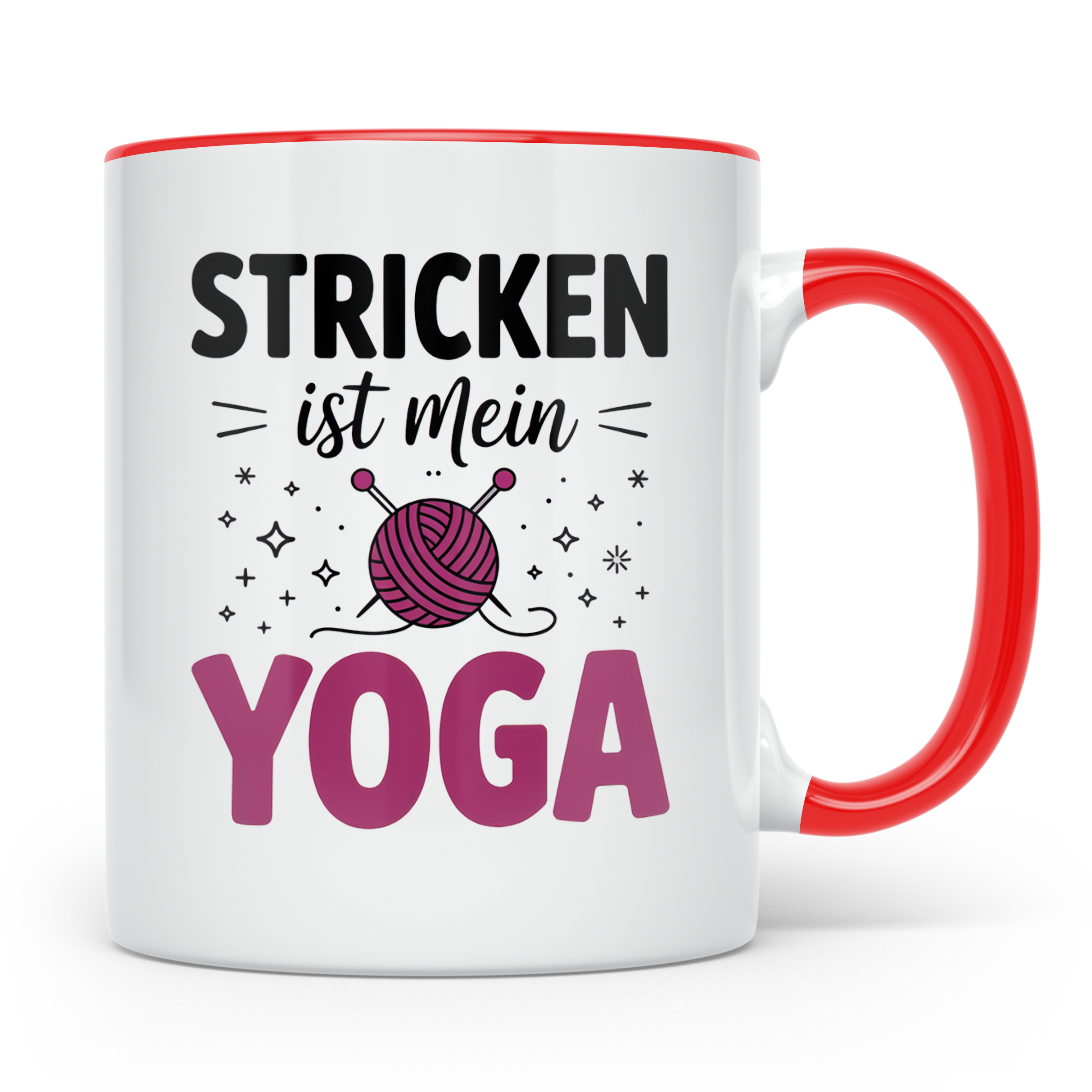 Stricken Ist Mein Yoga Tasse - Stricknadeln, Wolle, Handarbe – Rot [farbe:rot]