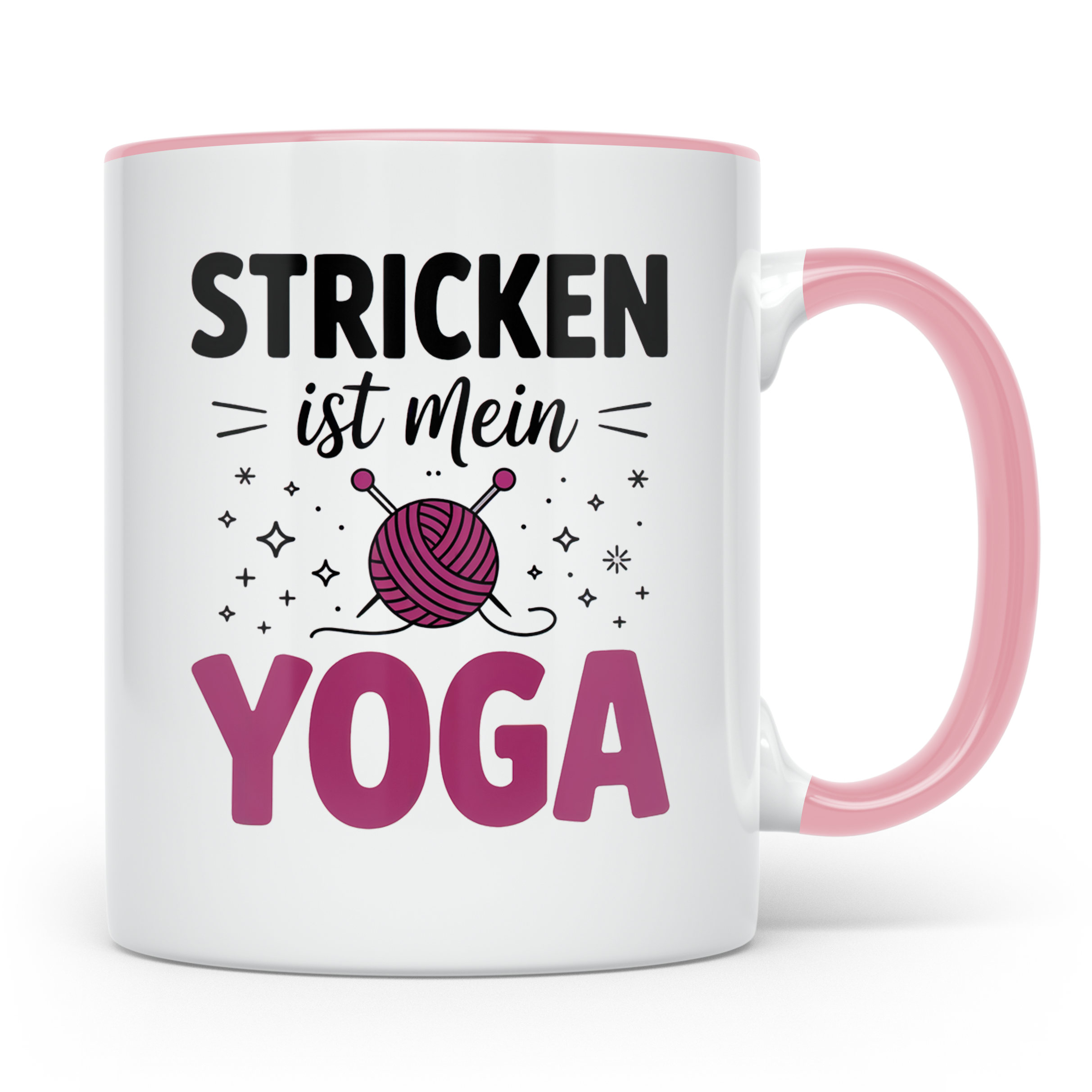 Stricken Ist Mein Yoga Tasse - Stricknadeln, Wolle, Handarbe – Rosa [farbe:rosa]