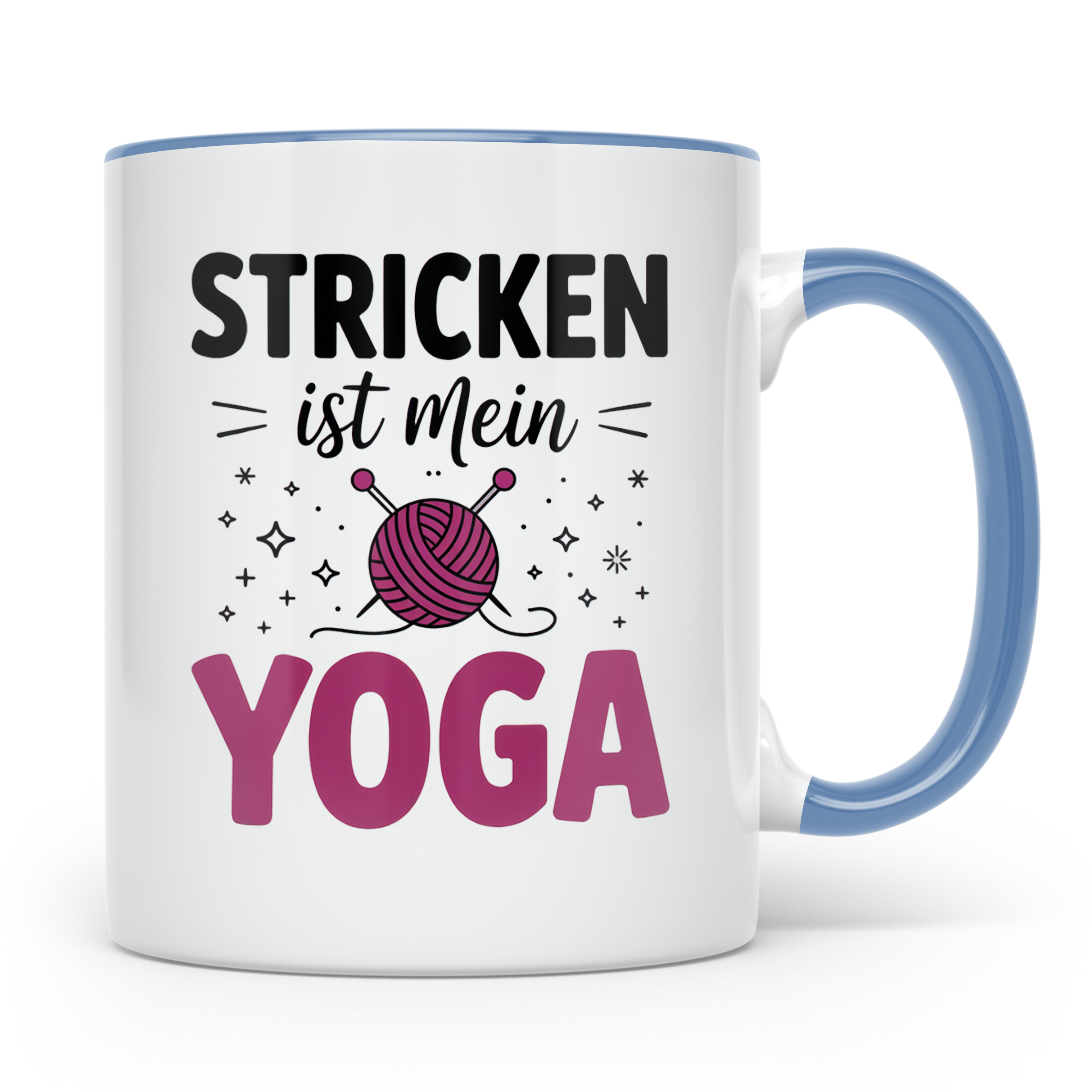 Stricken Ist Mein Yoga Tasse - Stricknadeln, Wolle, Handarbe – Blau [farbe:blau]