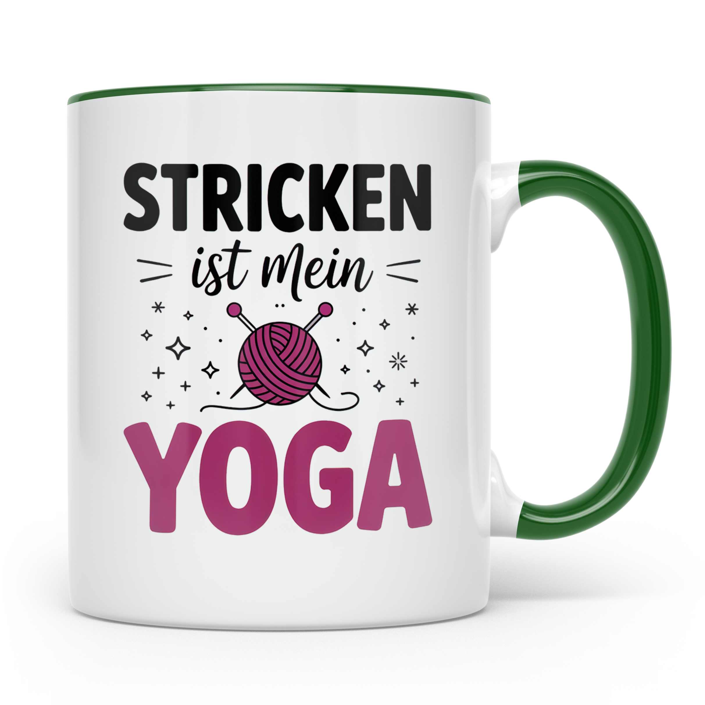Stricken Ist Mein Yoga Tasse - Stricknadeln, Wolle, Handarbe – Grün [farbe:grün]