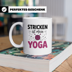 Stricken Ist Mein Yoga Tasse - Stricknadeln, Wolle, Handarbe – Weiß [farbe:weiß]