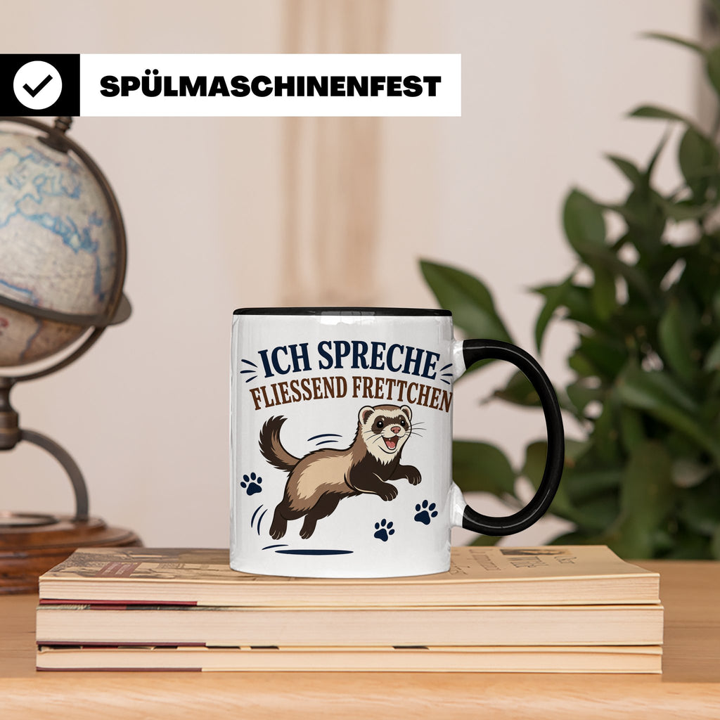 Frettchen Tasse Ich spreche fließend Frettchen - Lustiges Ge – Schwarz [farbe:schwarz]