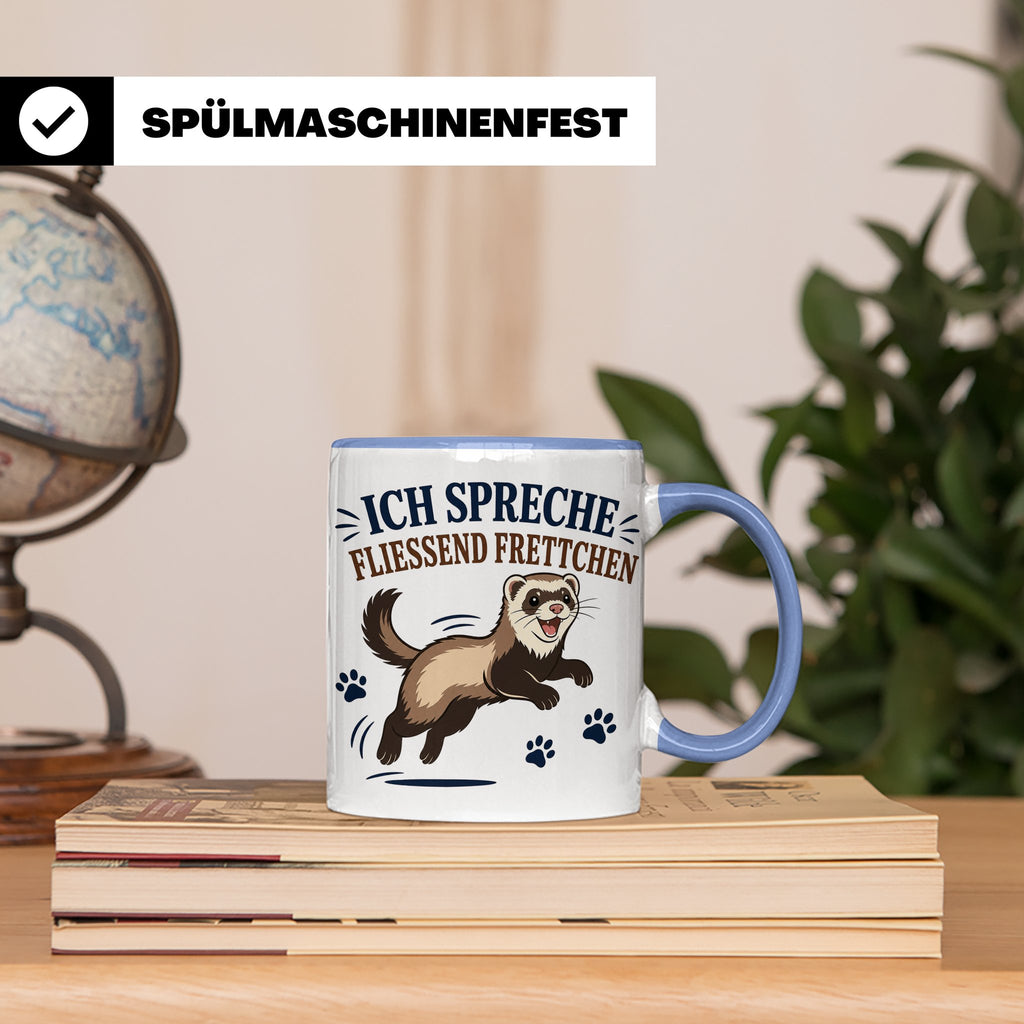 Frettchen Tasse Ich spreche fließend Frettchen - Lustiges Ge – Blau [farbe:blau]