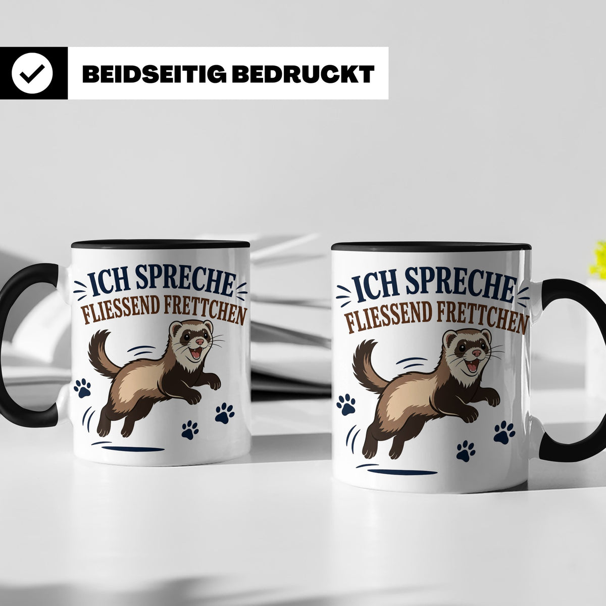 Frettchen Tasse Ich spreche fließend Frettchen - Lustiges Ge – Schwarz [farbe:schwarz]