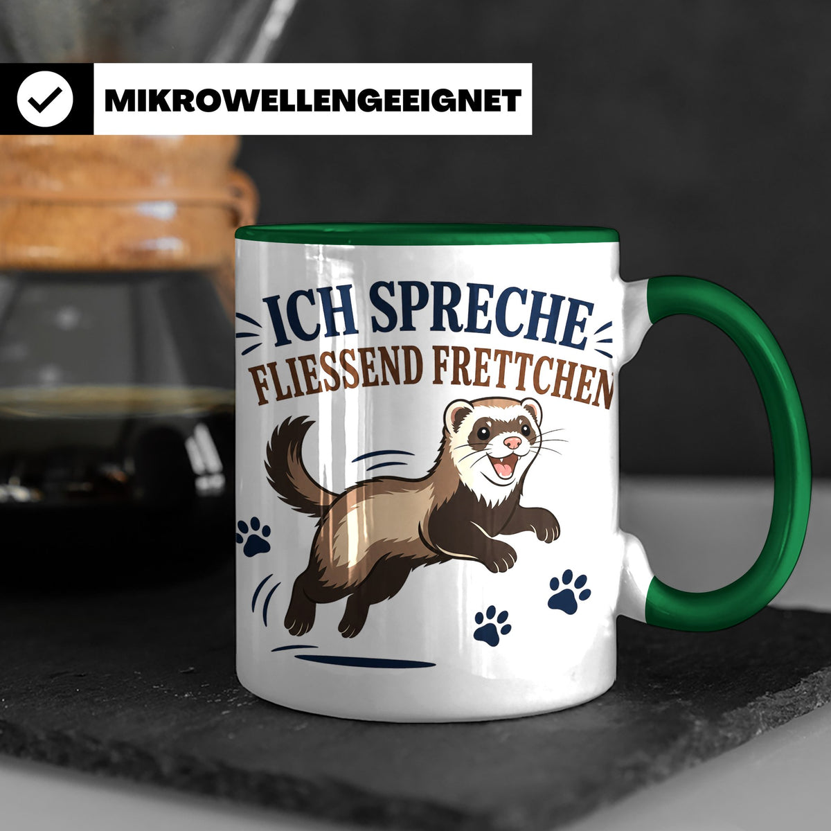 Frettchen Tasse Ich spreche fließend Frettchen - Lustiges Ge – Grün [farbe:grün]