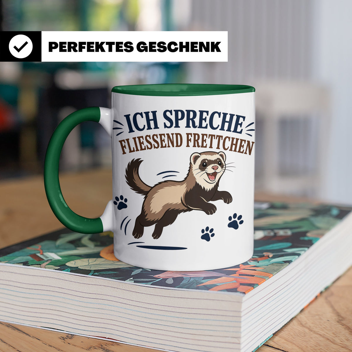 Frettchen Tasse Ich spreche fließend Frettchen - Lustiges Ge – Grün [farbe:grün]