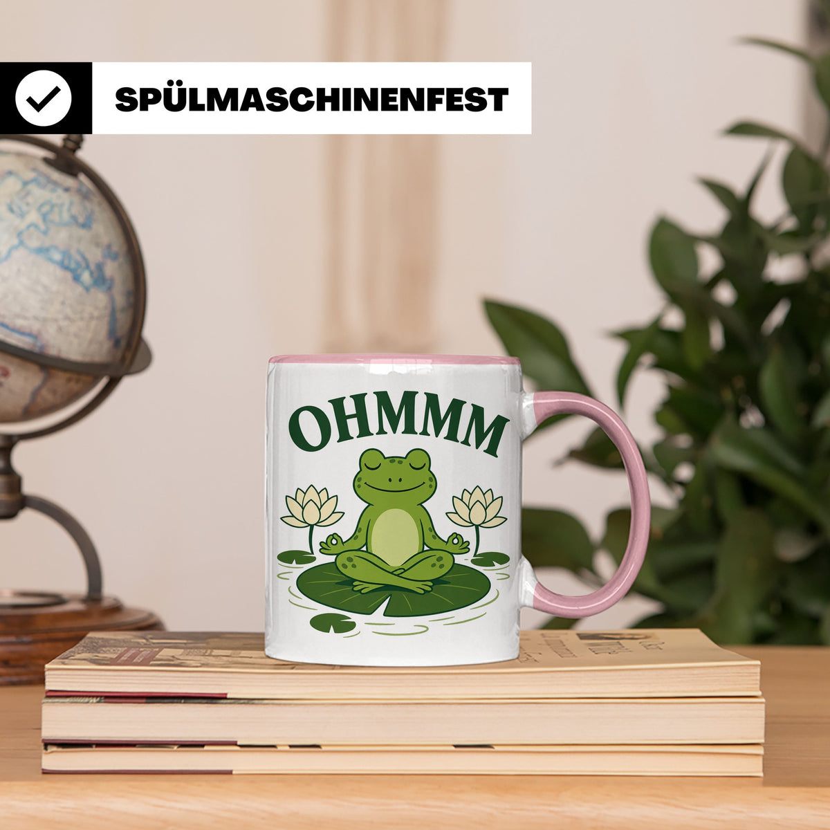 Frosch Tasse Ohmmm - Yoga Frosch Geschenk für Yoga Fans Medi – Rosa [farbe:rosa]