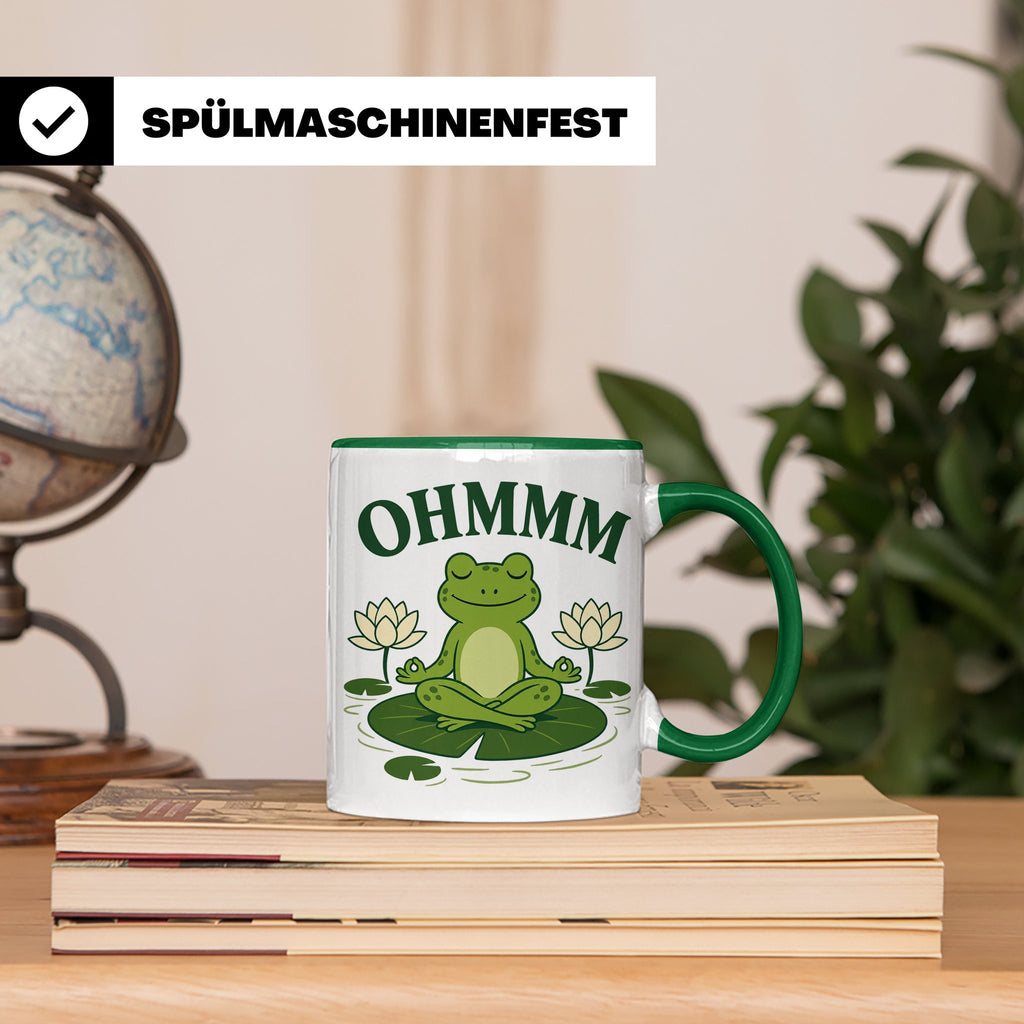 Frosch Tasse Ohmmm - Yoga Frosch Geschenk für Yoga Fans Medi – Grün [farbe:grün]