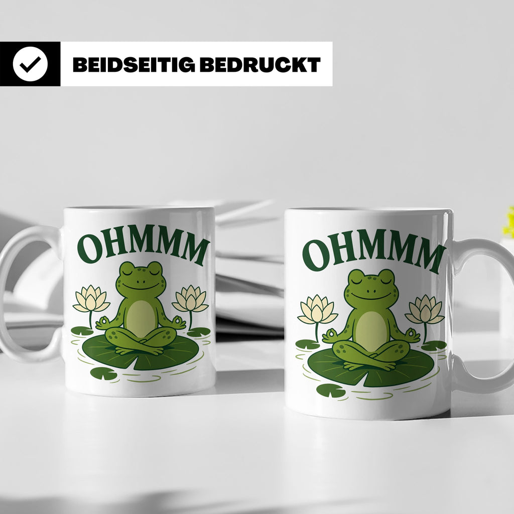 Frosch Tasse Ohmmm - Yoga Frosch Geschenk für Yoga Fans Medi – Weiß [farbe:weiß]