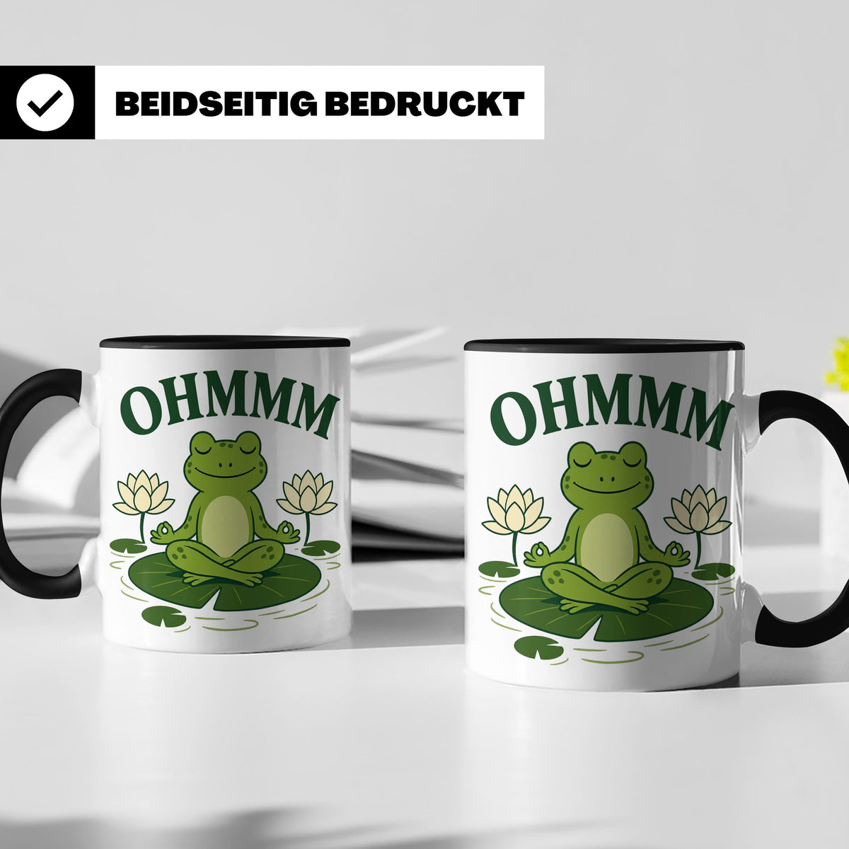 Frosch Tasse Ohmmm - Yoga Frosch Geschenk für Yoga Fans Medi – Schwarz [farbe:schwarz]