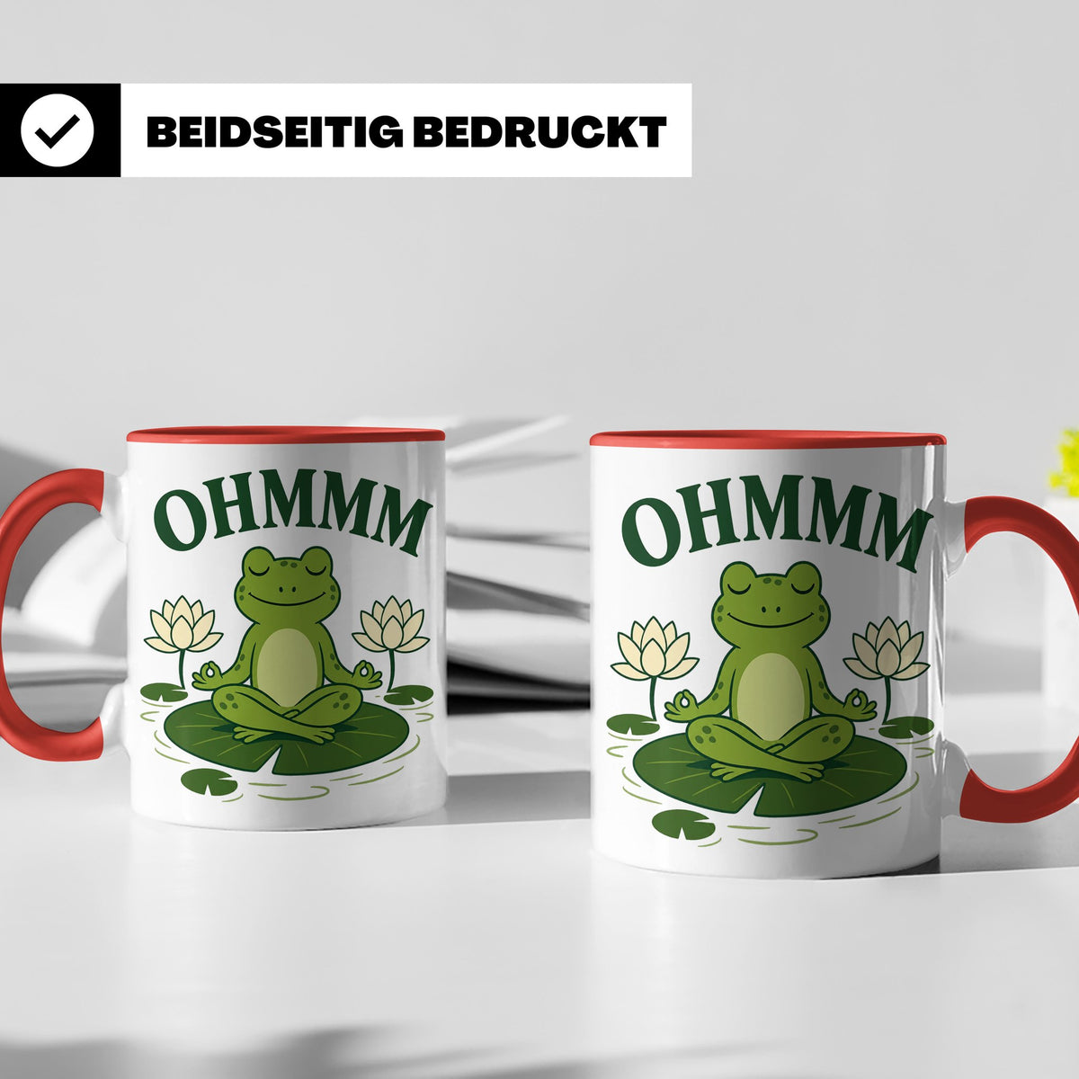 Frosch Tasse Ohmmm - Yoga Frosch Geschenk für Yoga Fans Medi – Rot [farbe:rot]