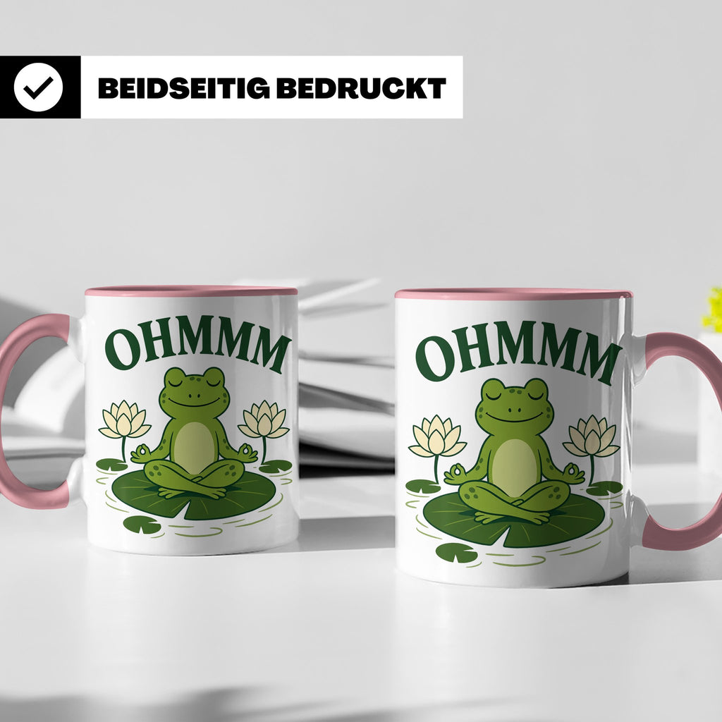 Frosch Tasse Ohmmm - Yoga Frosch Geschenk für Yoga Fans Medi – Rosa [farbe:rosa]