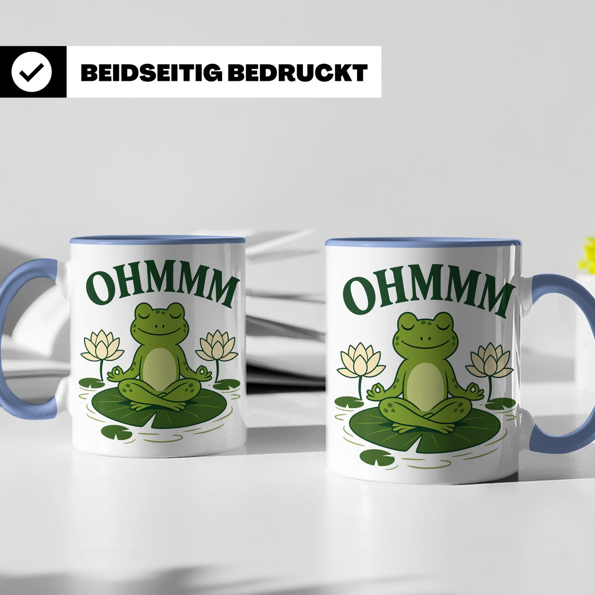 Frosch Tasse Ohmmm - Yoga Frosch Geschenk für Yoga Fans Medi – Blau [farbe:blau]