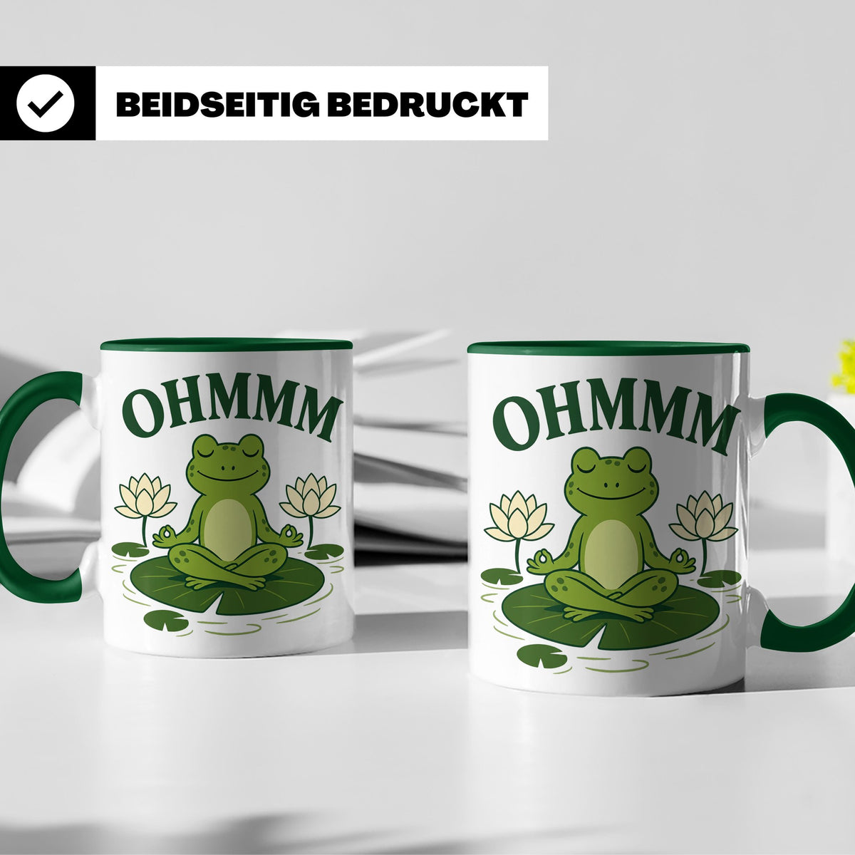 Frosch Tasse Ohmmm - Yoga Frosch Geschenk für Yoga Fans Medi – Grün [farbe:grün]