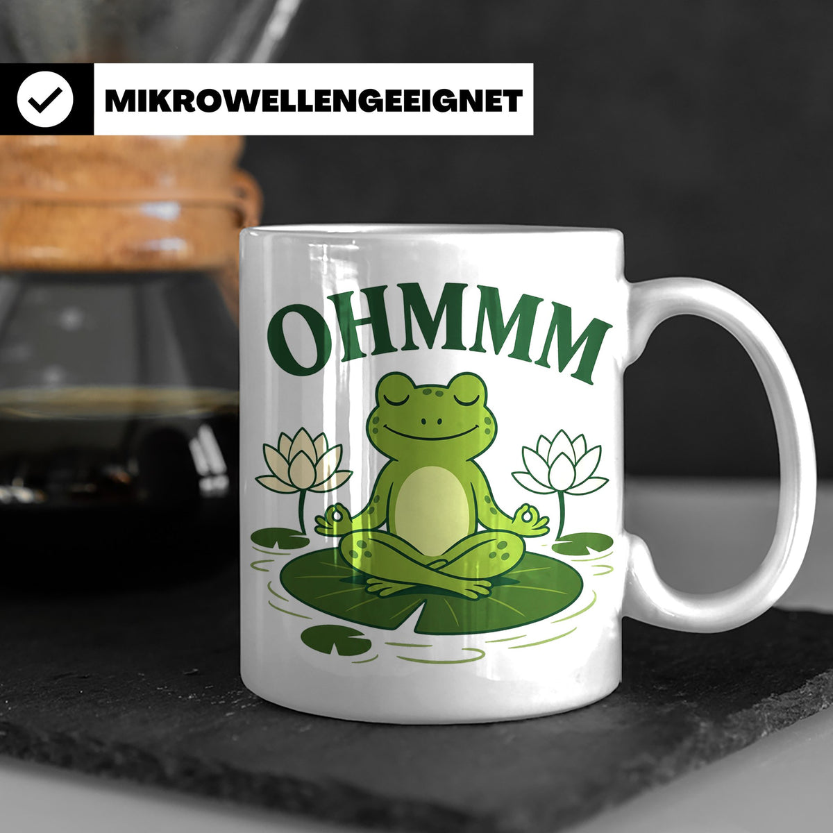 Frosch Tasse Ohmmm - Yoga Frosch Geschenk für Yoga Fans Medi – Weiß [farbe:weiß]