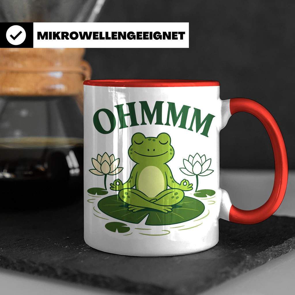 Frosch Tasse Ohmmm - Yoga Frosch Geschenk für Yoga Fans Medi – Rot [farbe:rot]