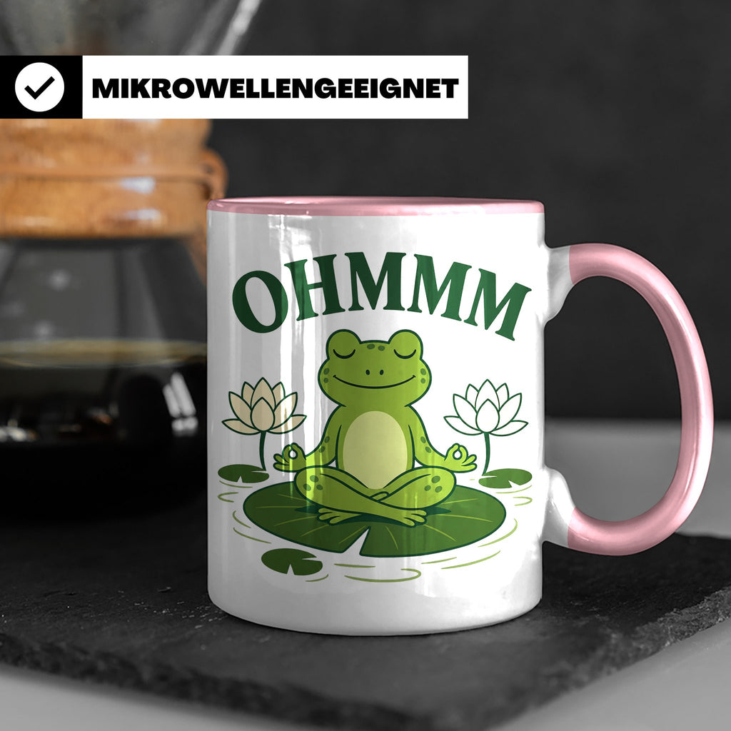 Frosch Tasse Ohmmm - Yoga Frosch Geschenk für Yoga Fans Medi – Rosa [farbe:rosa]