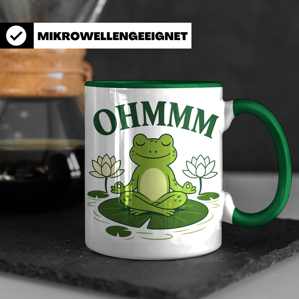 Frosch Tasse Ohmmm - Yoga Frosch Geschenk für Yoga Fans Medi – Grün [farbe:grün]