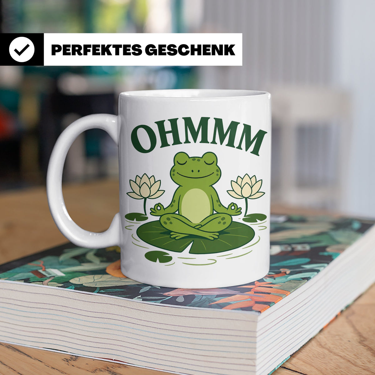 Frosch Tasse Ohmmm - Yoga Frosch Geschenk für Yoga Fans Medi – Weiß [farbe:weiß]
