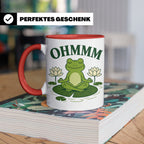 Frosch Tasse Ohmmm - Yoga Frosch Geschenk für Yoga Fans Medi – Rot [farbe:rot]