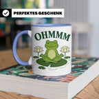 Frosch Tasse Ohmmm - Yoga Frosch Geschenk für Yoga Fans Medi – Blau [farbe:blau]