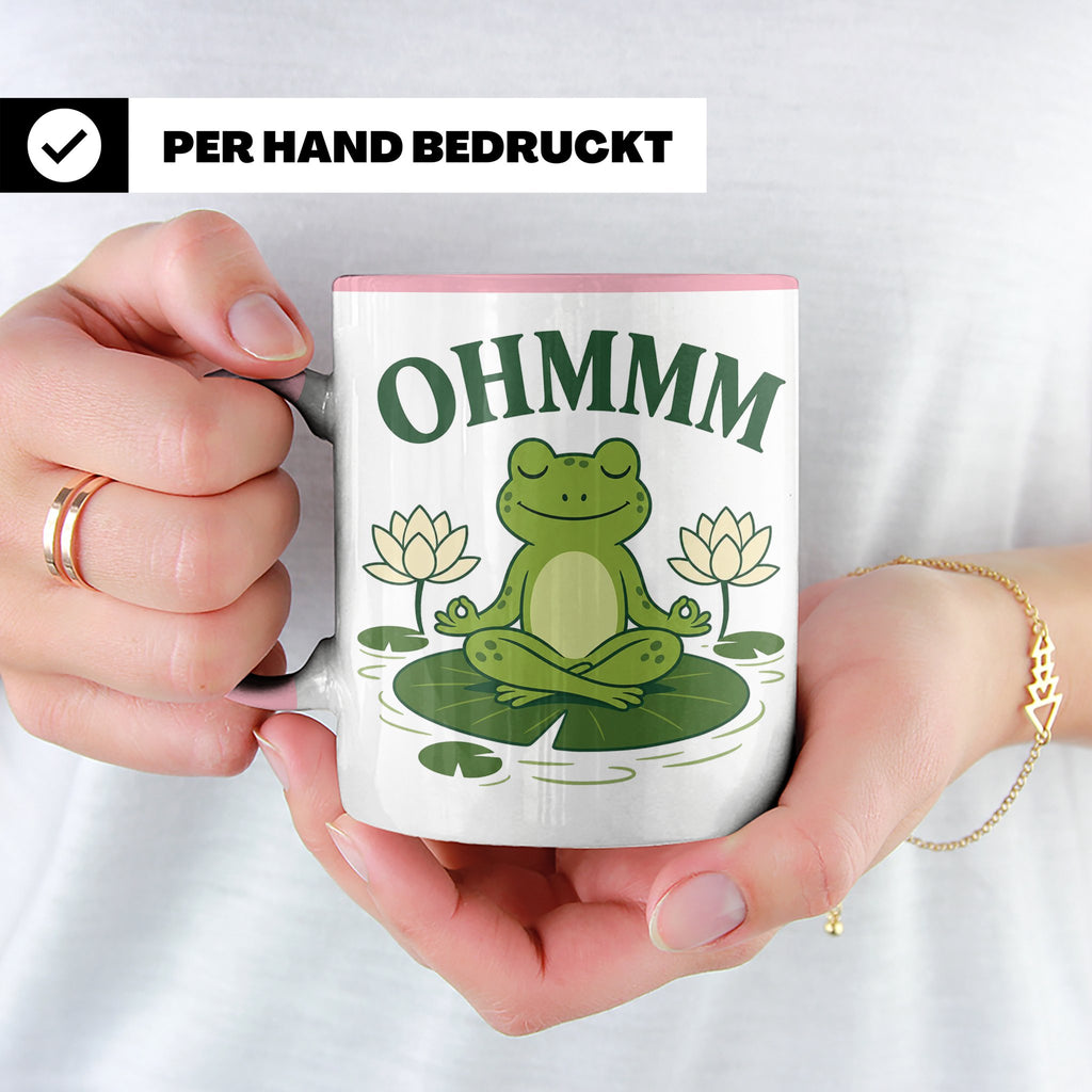 Frosch Tasse Ohmmm - Yoga Frosch Geschenk für Yoga Fans Medi – Rosa [farbe:rosa]