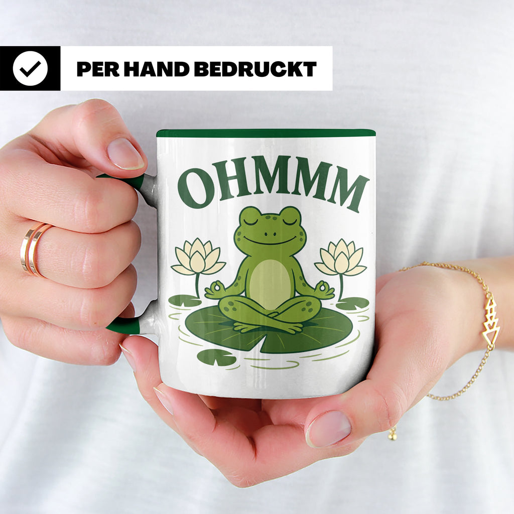 Frosch Tasse Ohmmm - Yoga Frosch Geschenk für Yoga Fans Medi – Grün [farbe:grün]
