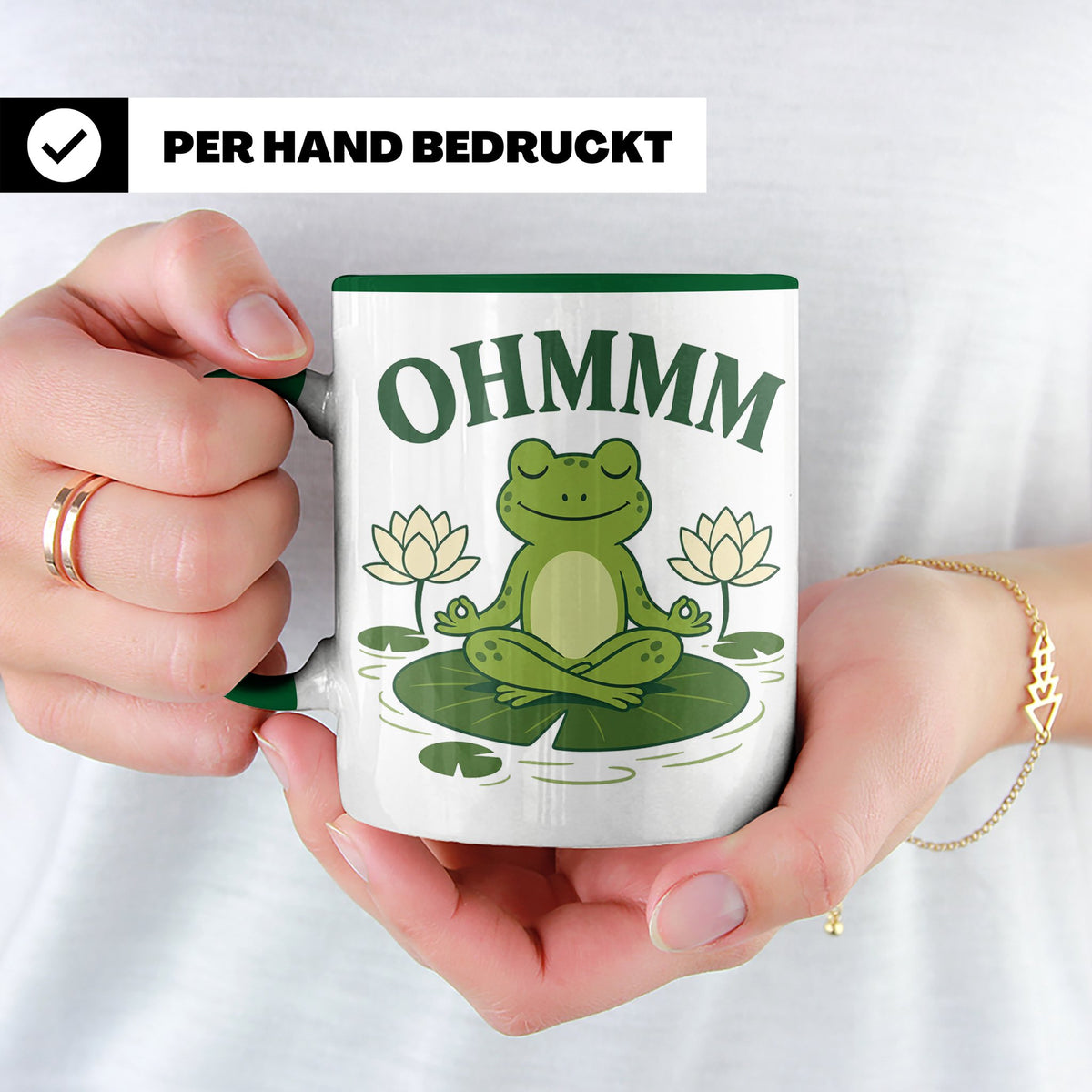 Frosch Tasse Ohmmm - Yoga Frosch Geschenk für Yoga Fans Medi – Grün [farbe:grün]
