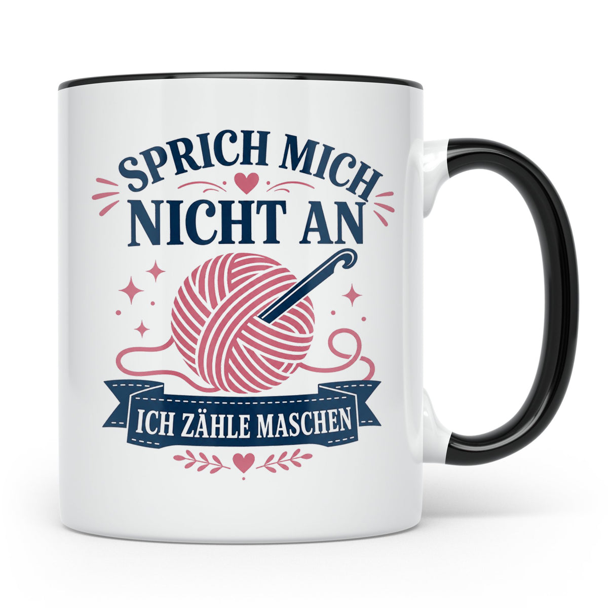 Häkeln Tasse Sprich mich nicht an ich zähle Maschen - Lustig – Schwarz [farbe:schwarz]