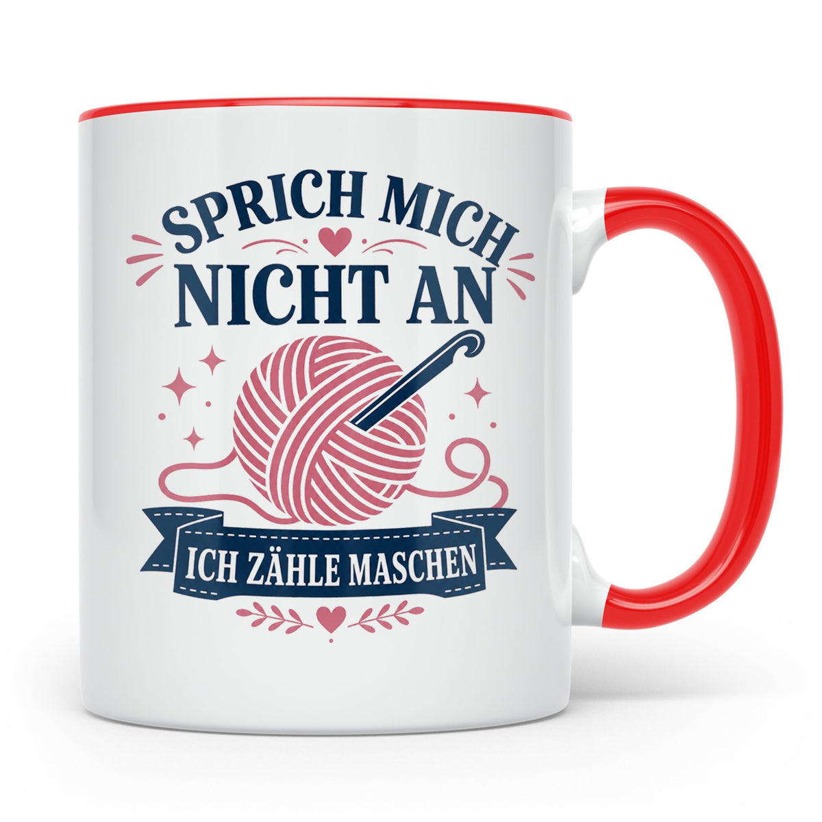 Häkeln Tasse Sprich mich nicht an ich zähle Maschen - Lustig – Rot [farbe:rot]