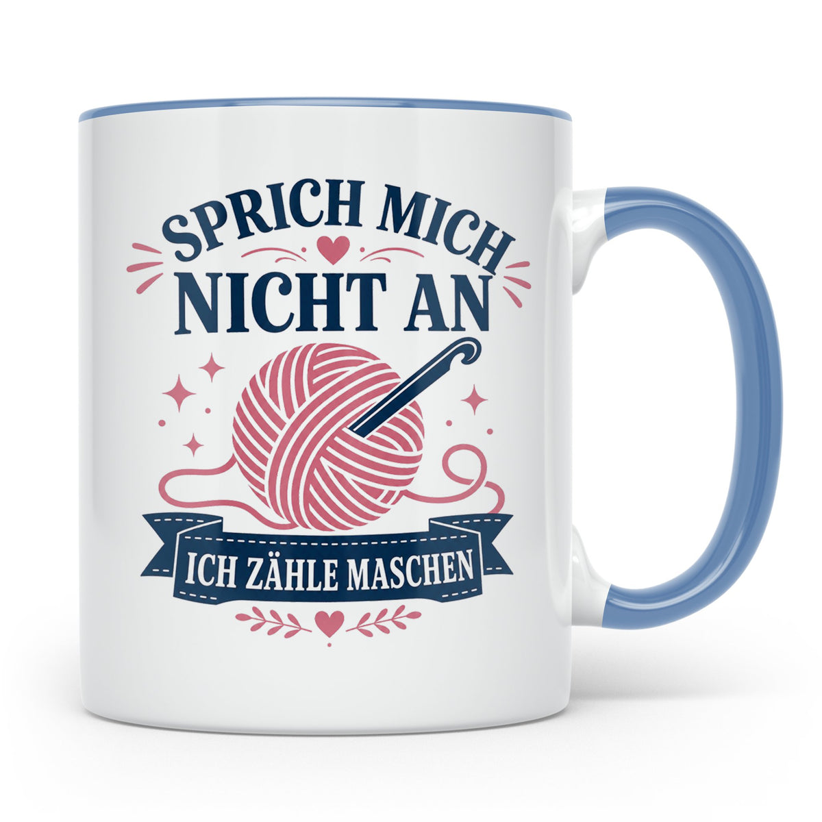Häkeln Tasse Sprich mich nicht an ich zähle Maschen - Lustig – Blau [farbe:blau]