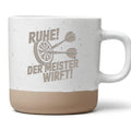 Ruhe der Meister wirft Tasse, Lustiges Darts Geschenk für Spieler, Kaffeetasse Dartscheibe, Becher Spruch Dartverein Geschenkidee