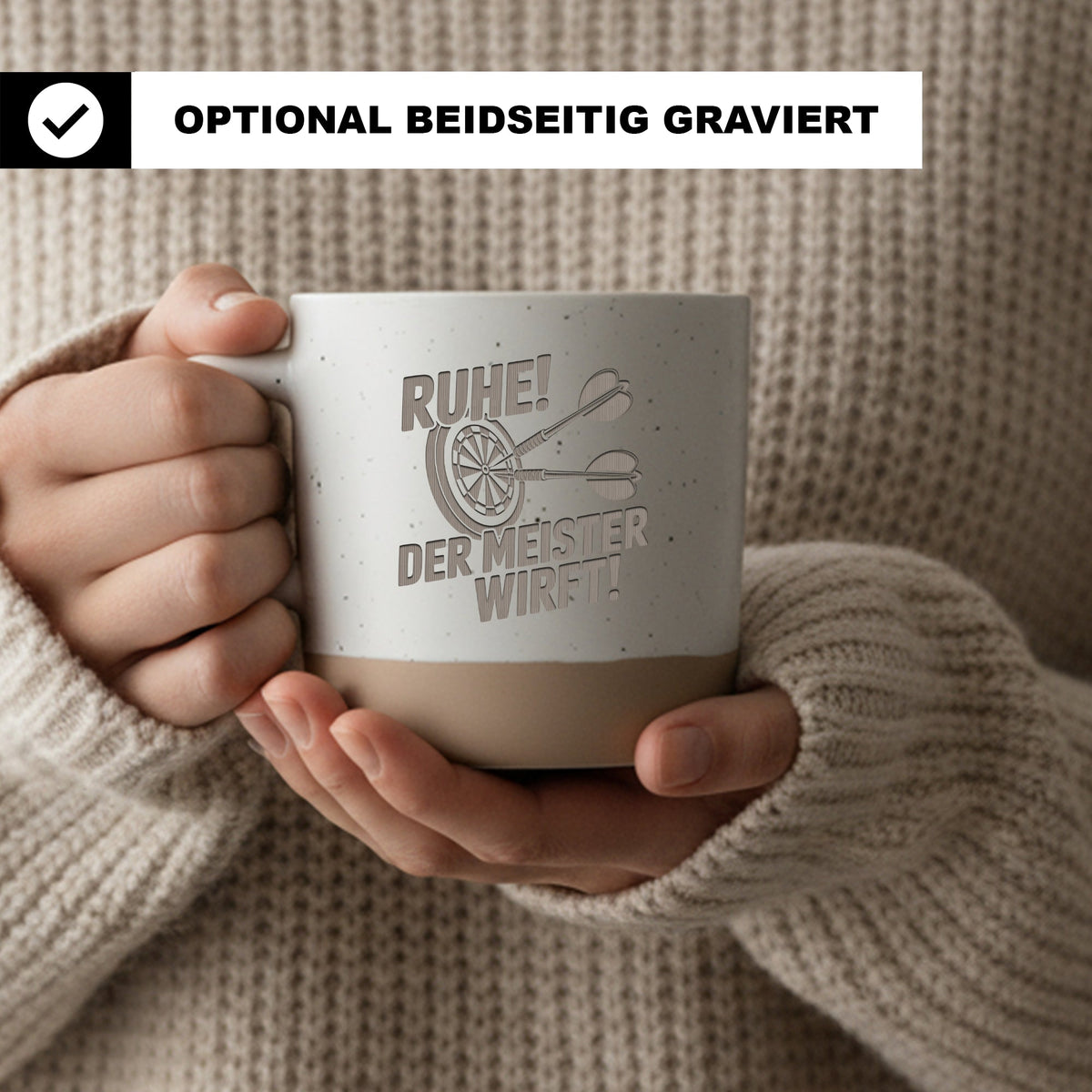 Ruhe der Meister wirft Tasse, Lustiges Darts Geschenk für Spieler, Kaffeetasse Dartscheibe, Becher Spruch Dartverein Geschenkidee
