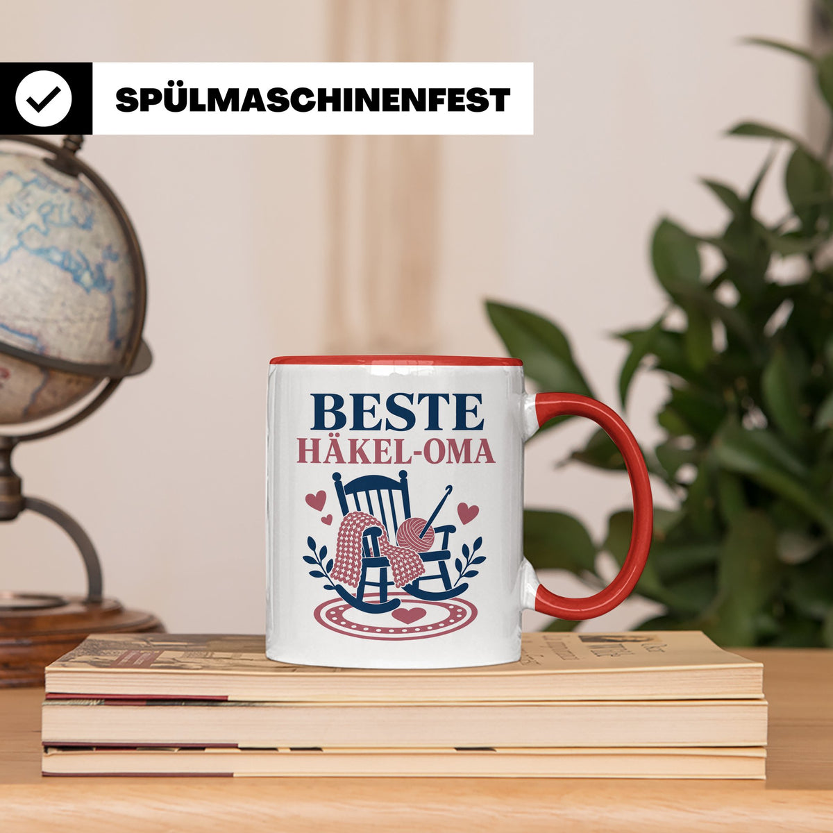 Beste Häkel Oma Tasse - Geschenk für Oma Häkeln Stricken Han – Rot [farbe:rot]