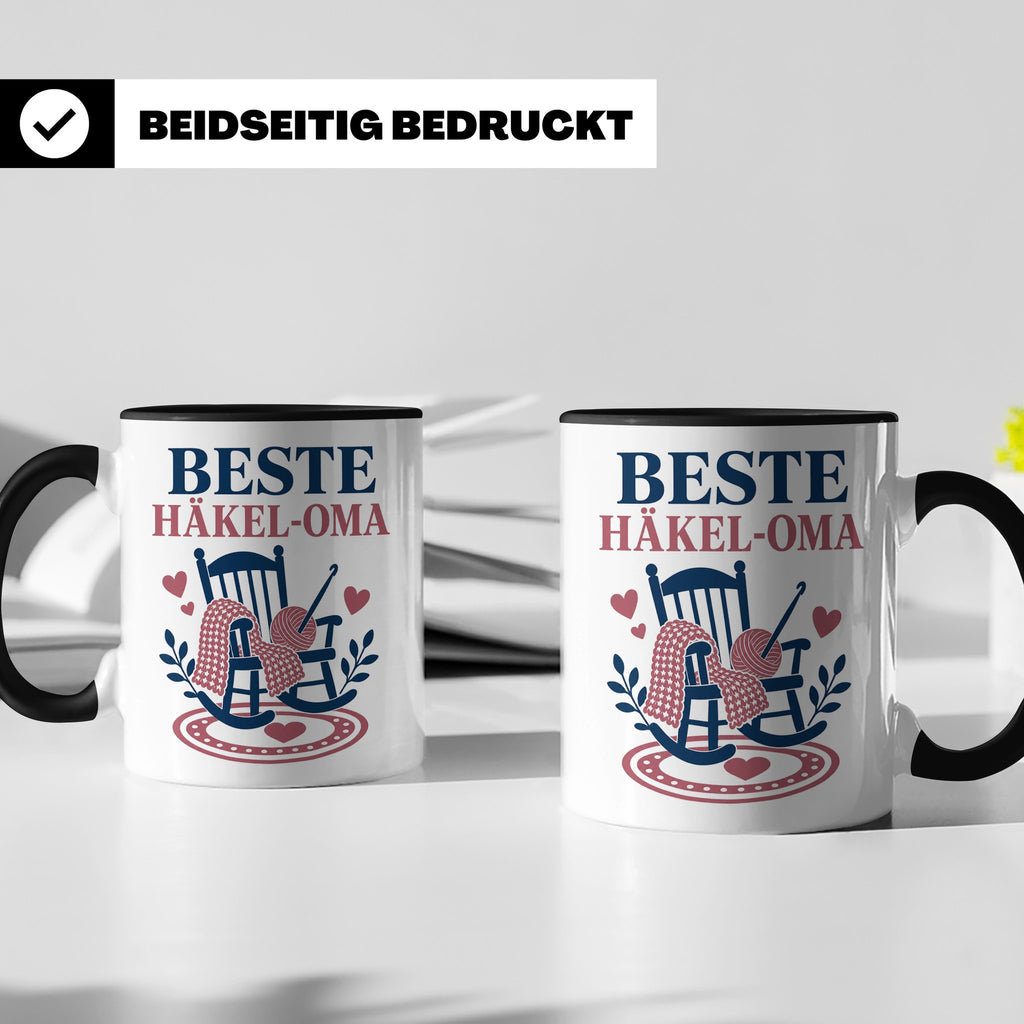 Beste Häkel Oma Tasse - Geschenk für Oma Häkeln Stricken Han – Schwarz [farbe:schwarz]