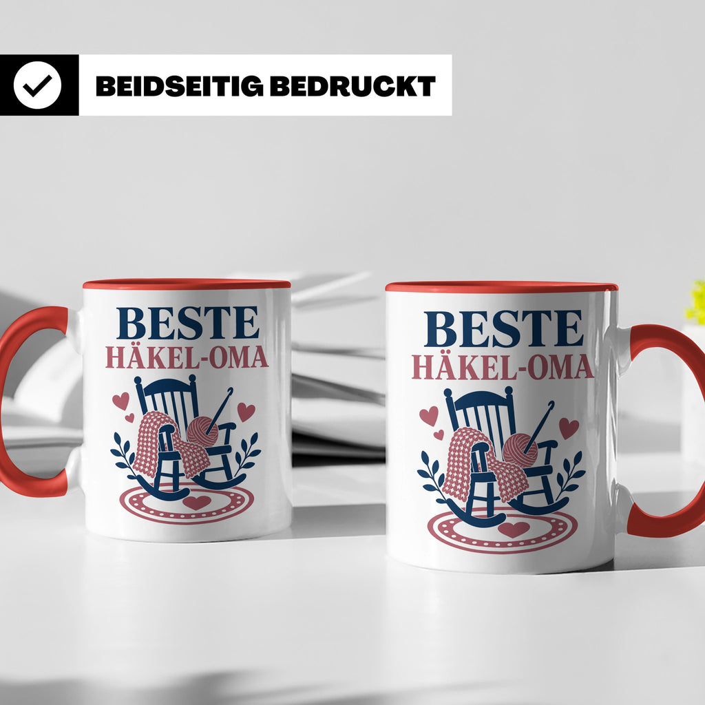 Beste Häkel Oma Tasse - Geschenk für Oma Häkeln Stricken Han – Rot [farbe:rot]