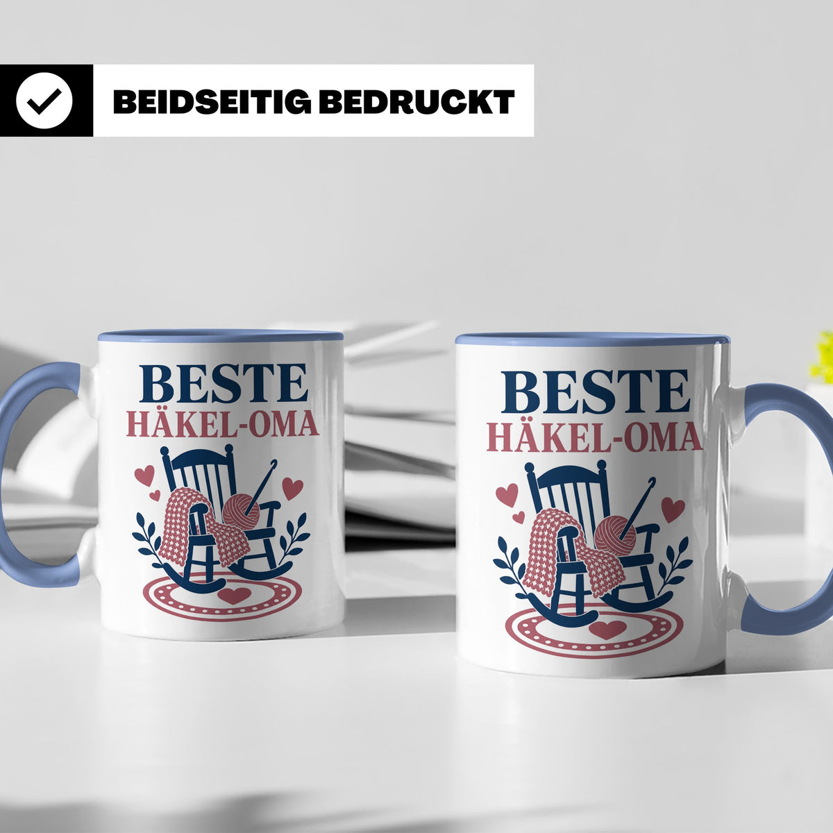 Beste Häkel Oma Tasse - Geschenk für Oma Häkeln Stricken Han – Blau [farbe:blau]