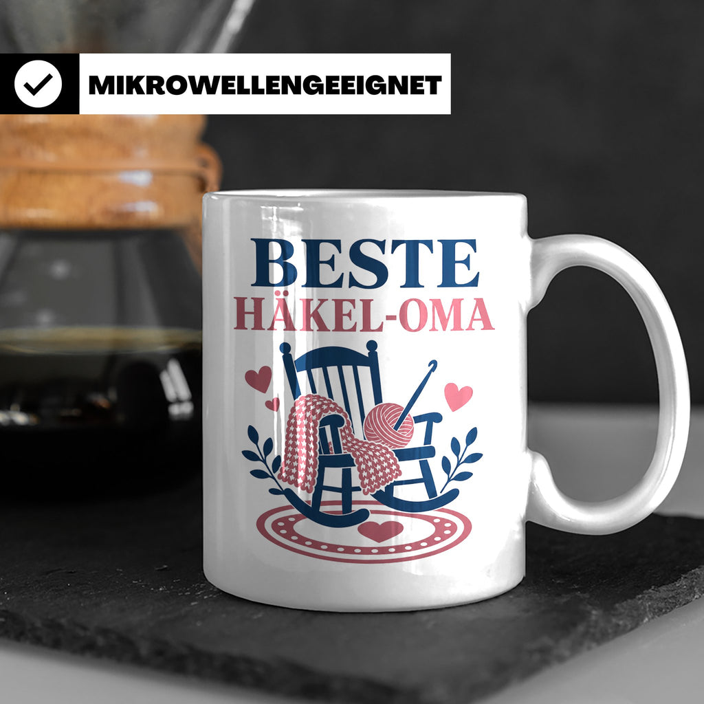 Beste Häkel Oma Tasse - Geschenk für Oma Häkeln Stricken Han – Weiß [farbe:weiß]