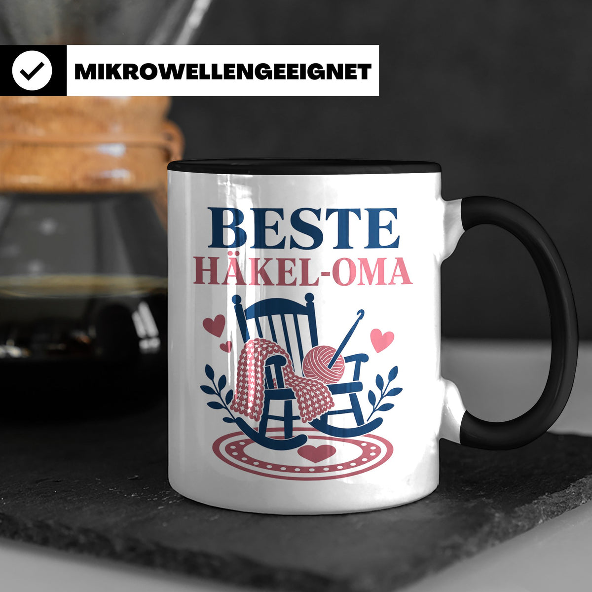 Beste Häkel Oma Tasse - Geschenk für Oma Häkeln Stricken Han – Schwarz [farbe:schwarz]