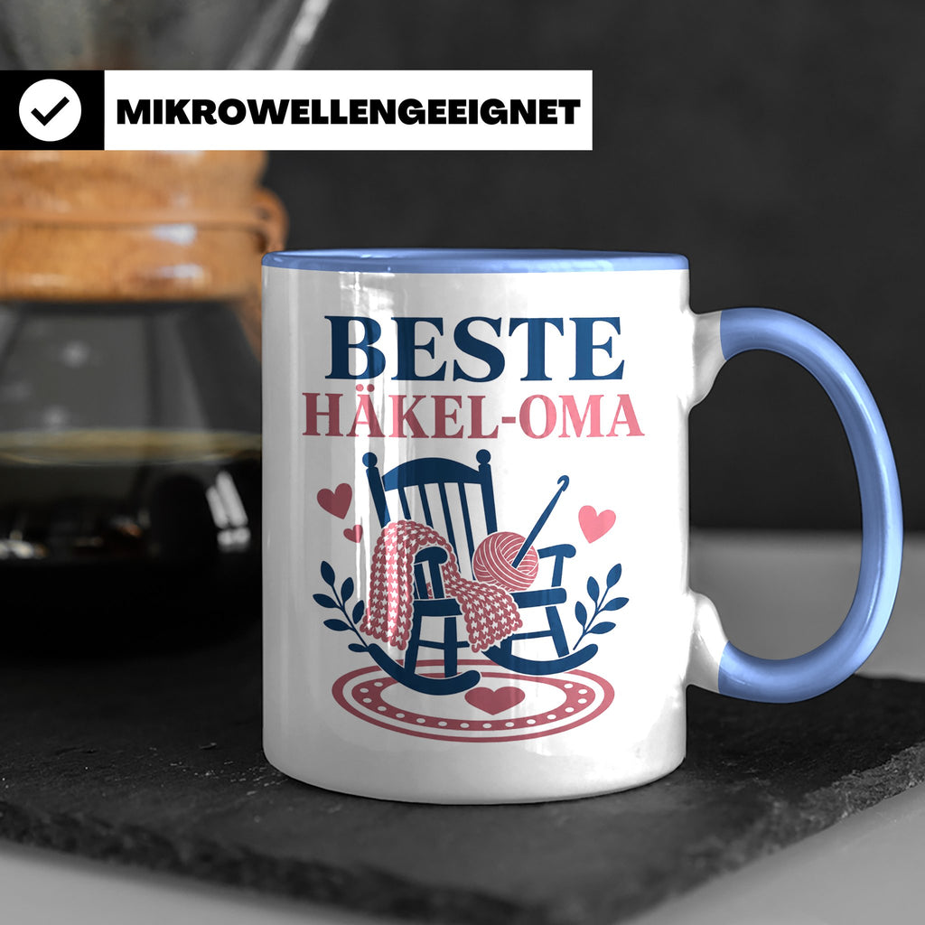 Beste Häkel Oma Tasse - Geschenk für Oma Häkeln Stricken Han – Blau [farbe:blau]
