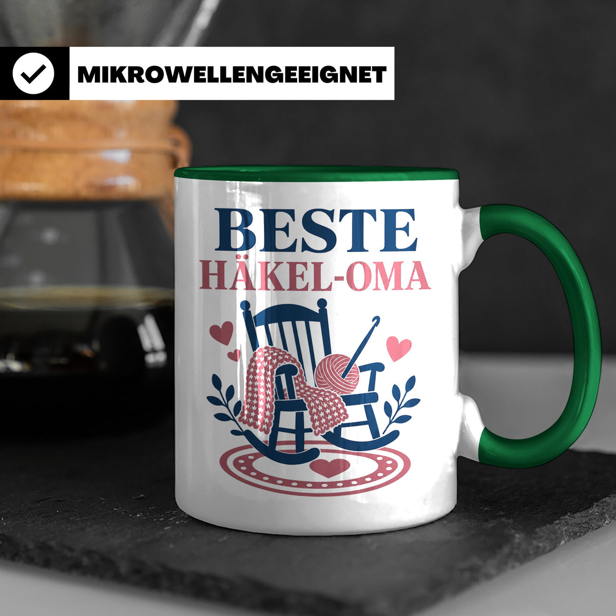 Beste Häkel Oma Tasse - Geschenk für Oma Häkeln Stricken Han – Grün [farbe:grün]