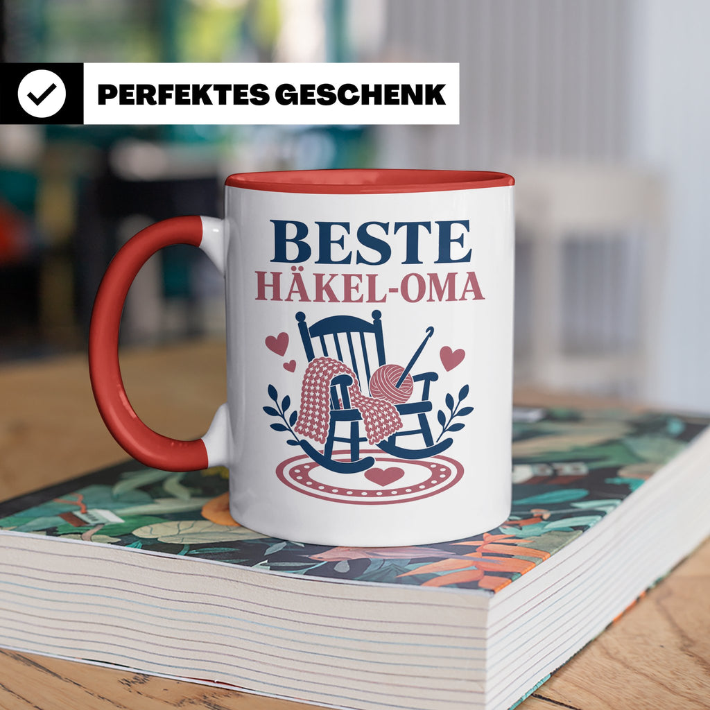 Beste Häkel Oma Tasse - Geschenk für Oma Häkeln Stricken Han – Rot [farbe:rot]
