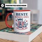 Beste Häkel Oma Tasse - Geschenk für Oma Häkeln Stricken Han – Rot [farbe:rot]