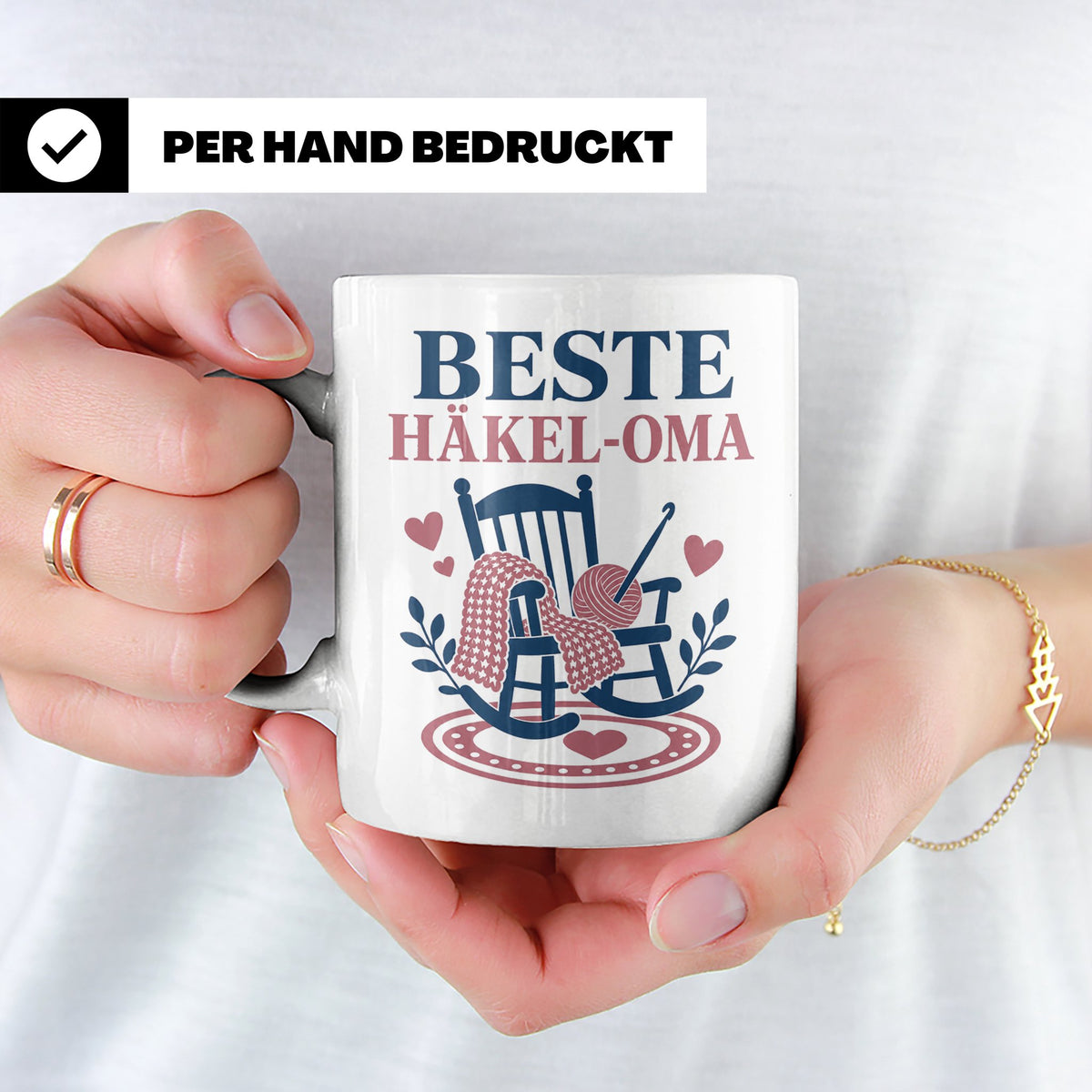 Beste Häkel Oma Tasse - Geschenk für Oma Häkeln Stricken Han – Weiß [farbe:weiß]