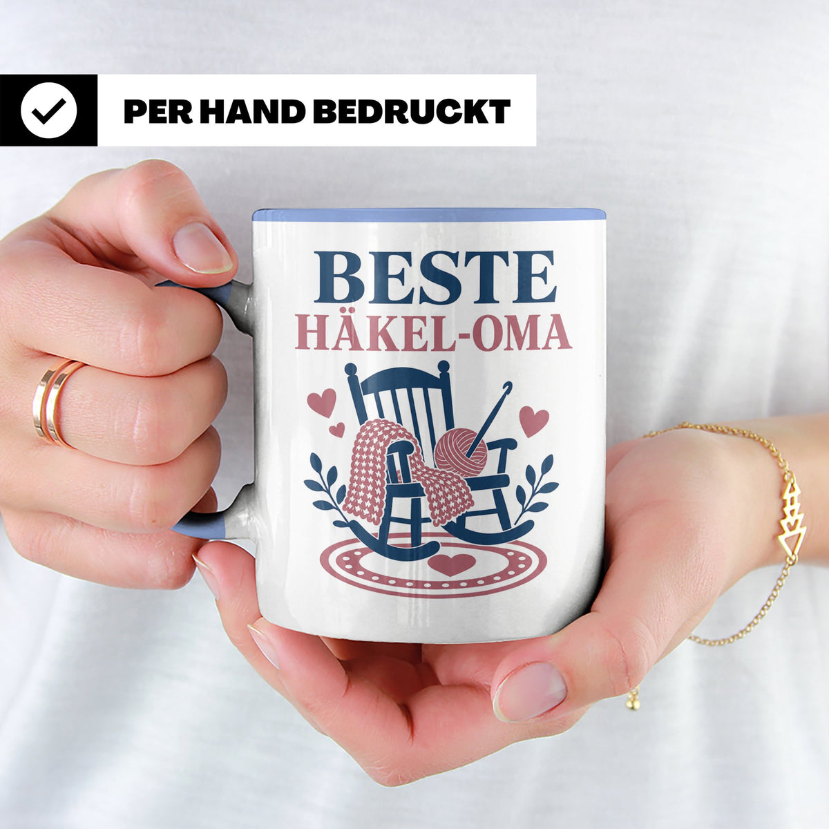 Beste Häkel Oma Tasse - Geschenk für Oma Häkeln Stricken Han – Blau [farbe:blau]