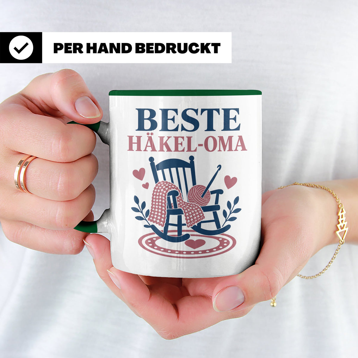 Beste Häkel Oma Tasse - Geschenk für Oma Häkeln Stricken Han – Grün [farbe:grün]