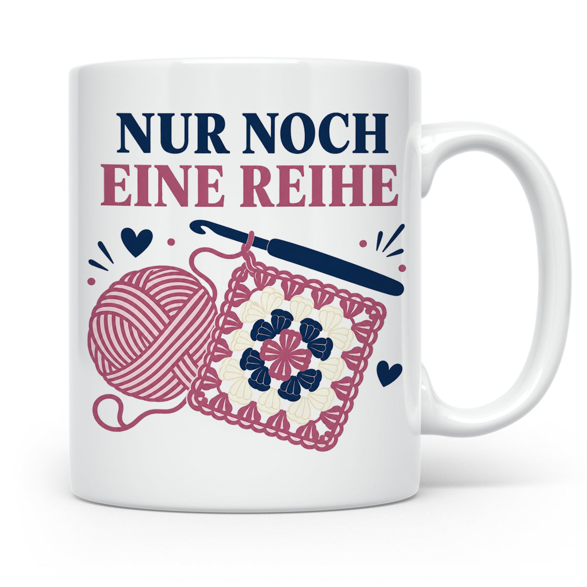Häkeln Tasse Nur noch eine Reihe - Lustiges Geschenk für Häk – Weiß [farbe:weiß]