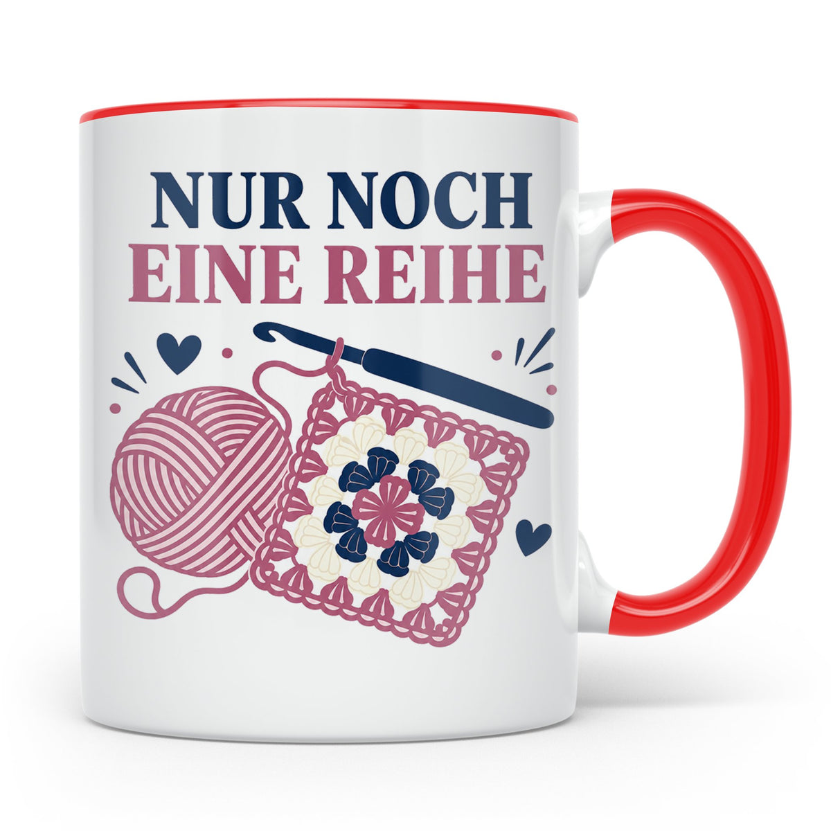 Häkeln Tasse Nur noch eine Reihe - Lustiges Geschenk für Häk – Rot [farbe:rot]